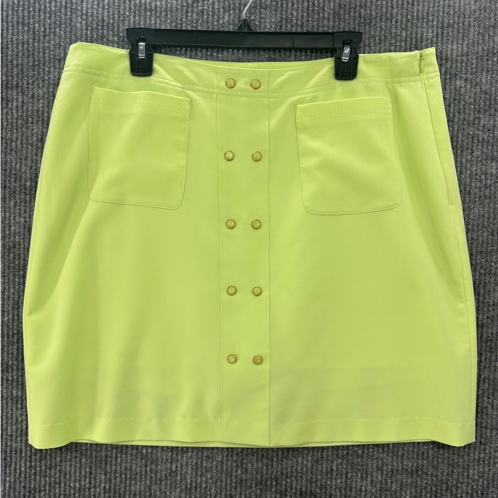 EP Pro Golf Skort Women 16 Lime Green Excellent Button Front Side Zip Athletic